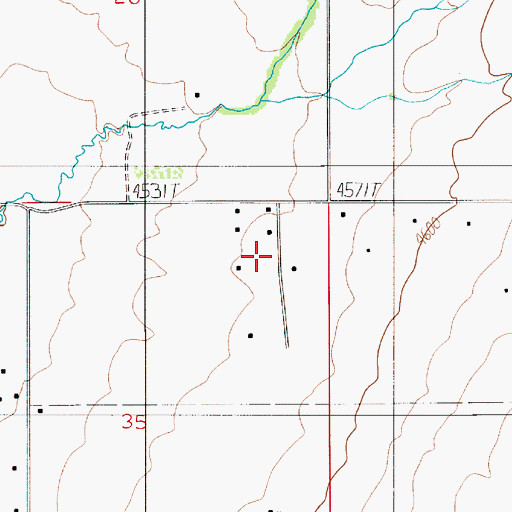 Topographic Map of 01N05E35AA__01 Well, MT