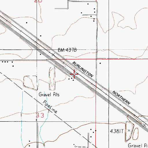 Topographic Map of 01N04E33AA__01 Well, MT