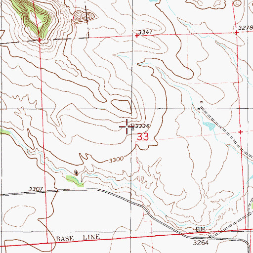 Topographic Map of 01N59E33BDDD01 Well, MT