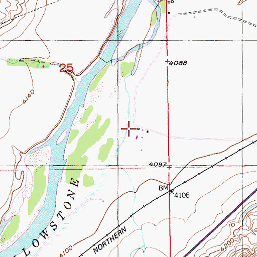 Topographic Map of 01N13E25DDBA01 Well, MT