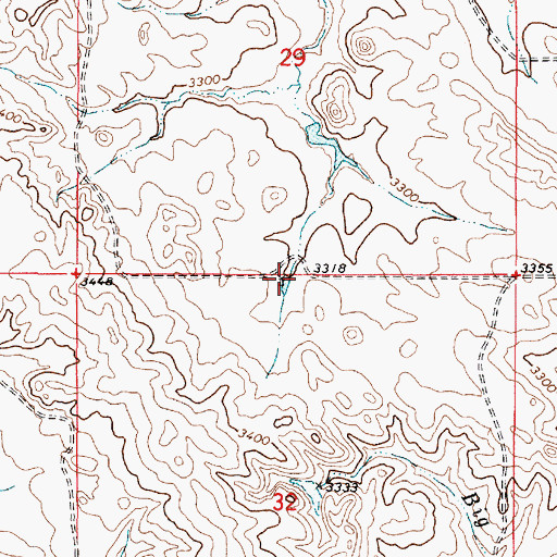 Topographic Map of 01N50E32BAAA01 Well, MT