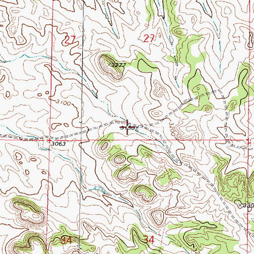 Topographic Map of 01N43E27CDDD01 Well, MT