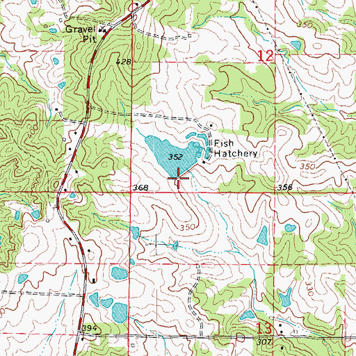 Topographic Map of Allison Fish Lake Dam, AR