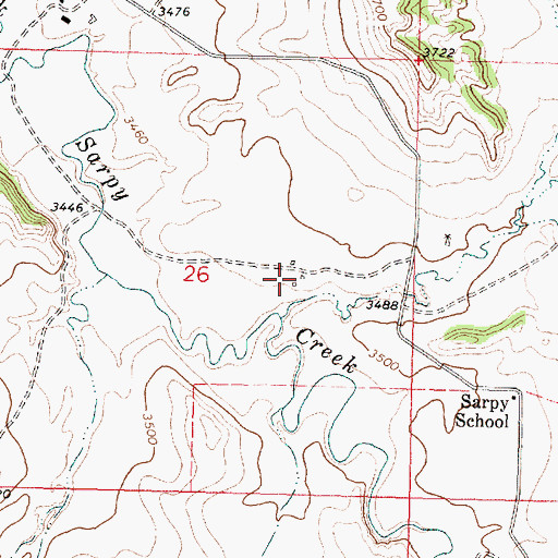 Topographic Map of 01N38E26DBAA01 Well, MT