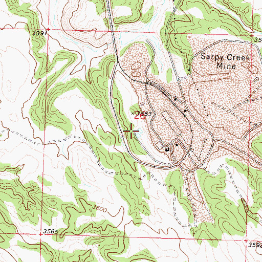 Topographic Map of 01N37E26BDDD01 Well, MT