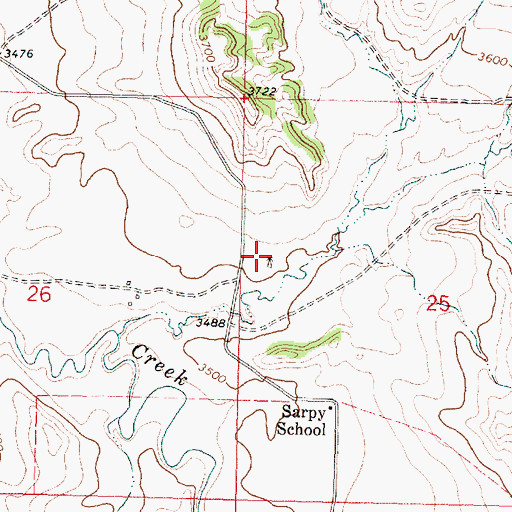Topographic Map of 01N38E25BCCA01 Well, MT