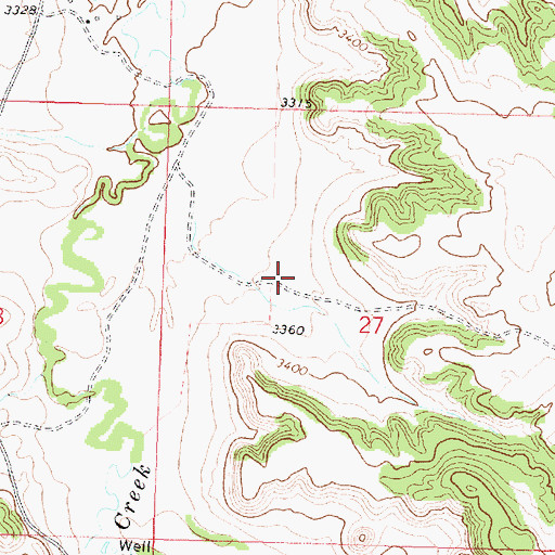 Topographic Map of 01N37E27BDCB01 Well, MT