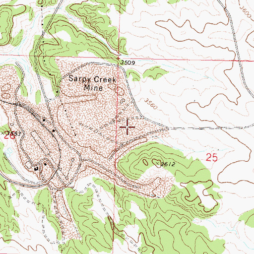 Topographic Map of 01N37E25BCBD01 Well, MT