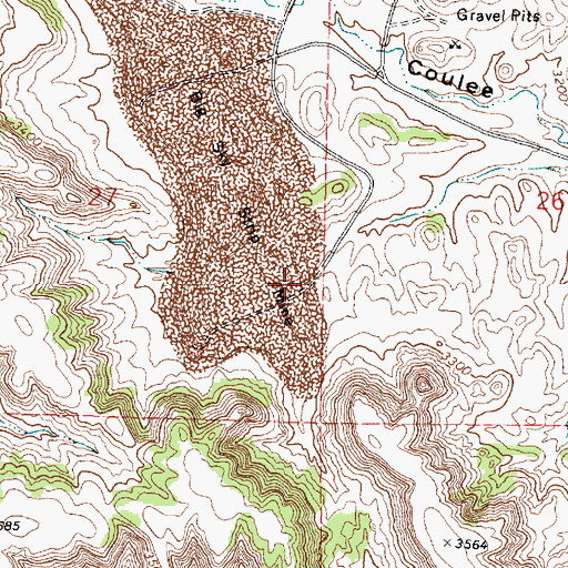Topographic Map of 01N41E27DADC01 Well, MT