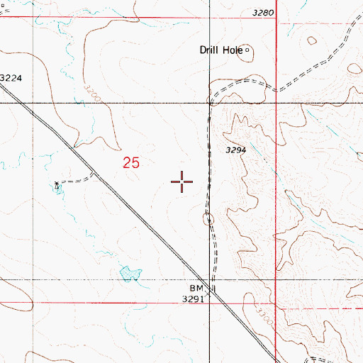Topographic Map of 01N52E25CA__01 Well, MT