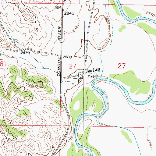 Topographic Map of 01N44E27CBAC01 Well, MT