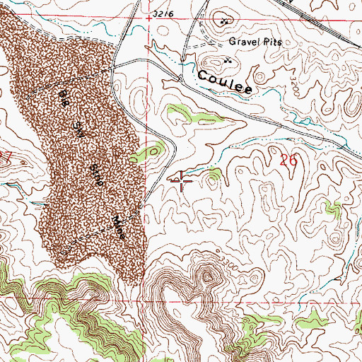 Topographic Map of 01N41E26CBAC01 Well, MT