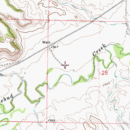 Topographic Map of 01N42E25BCDD01 Well, MT