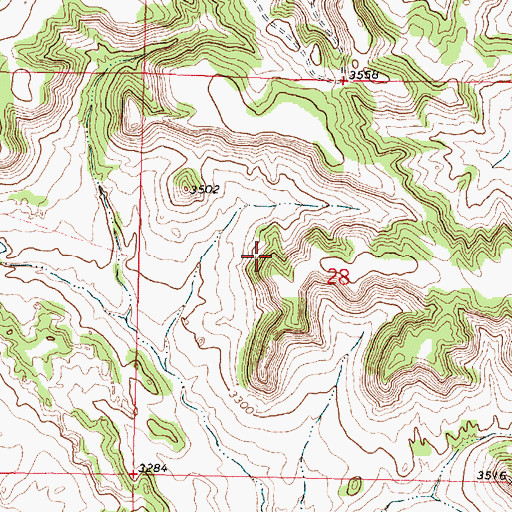 Topographic Map of 01N41E28BDCB01 Well, MT
