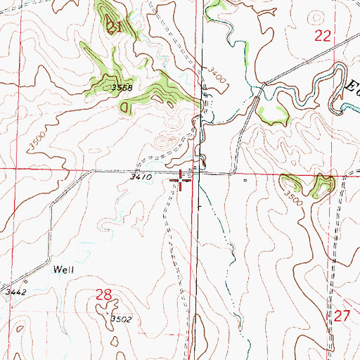 Topographic Map of 01N38E28AAAA01 Well, MT