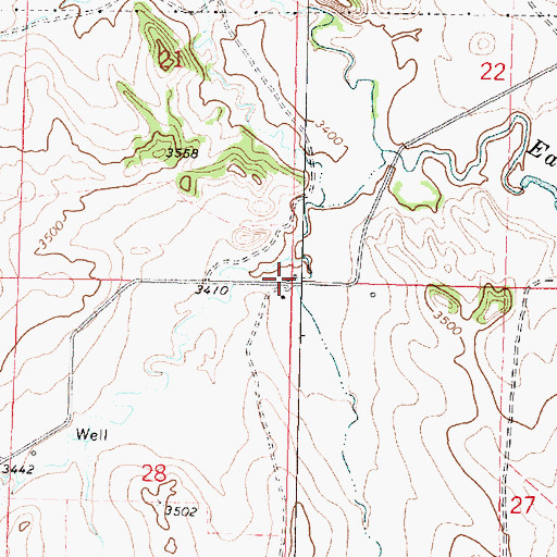 Topographic Map of 01N38E22CCCC02 Well, MT