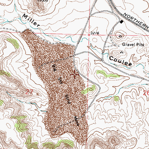 Topographic Map of 01N41E27ADAC02 Well, MT