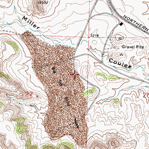Topographic Map of 01N41E27ADAC03 Well, MT