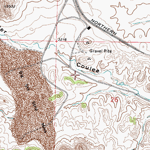 Topographic Map of 01N41E26CBAA01 Well, MT