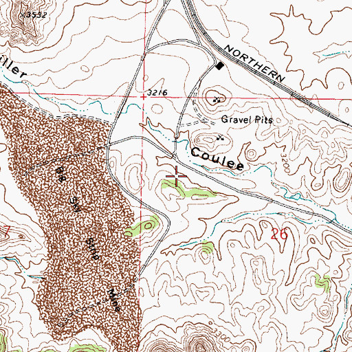 Topographic Map of 01N41E26BCAB01 Well, MT