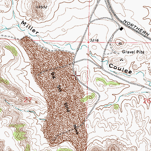Topographic Map of 01N41E27ADAB02 Well, MT