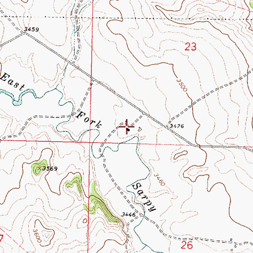 Topographic Map of 01N38E23CCDA01 Well, MT