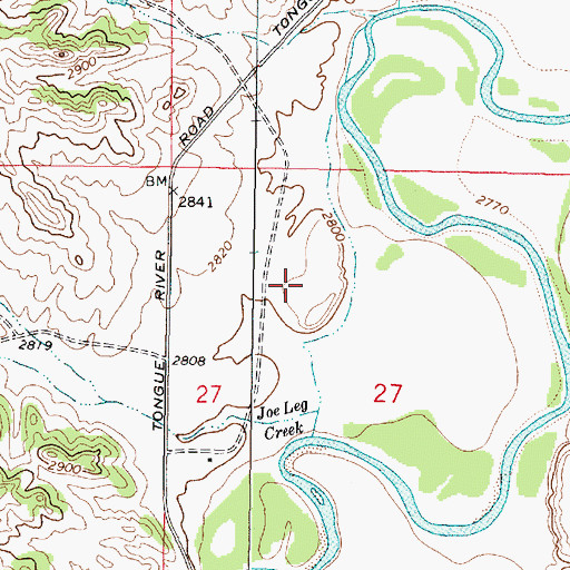 Topographic Map of 01N44E27BDBC01 Well, MT