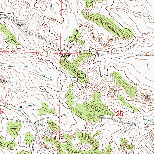 Topographic Map of 01N43E25BBDC01 Well, MT