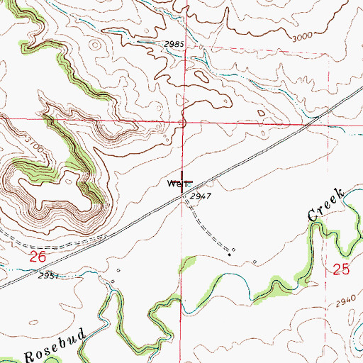 Topographic Map of 01N42E25BBCC01 Well, MT