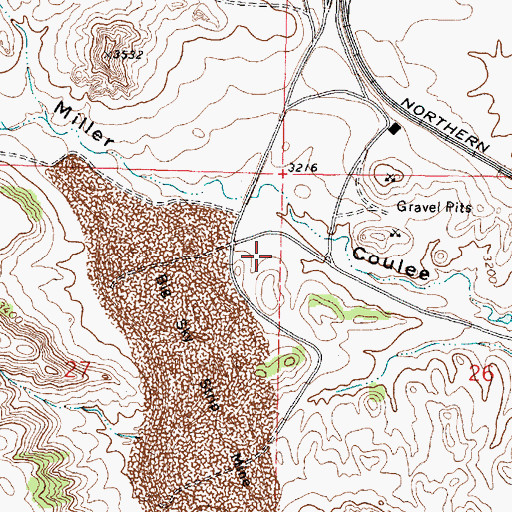 Topographic Map of 01N41E27AADD02 Well, MT