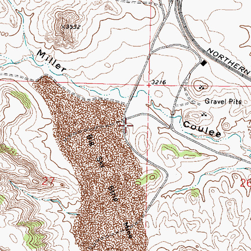Topographic Map of 01N41E27ADCC01 Well, MT