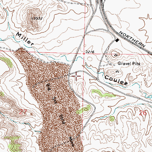 Topographic Map of 01N41E27AADD01 Well, MT
