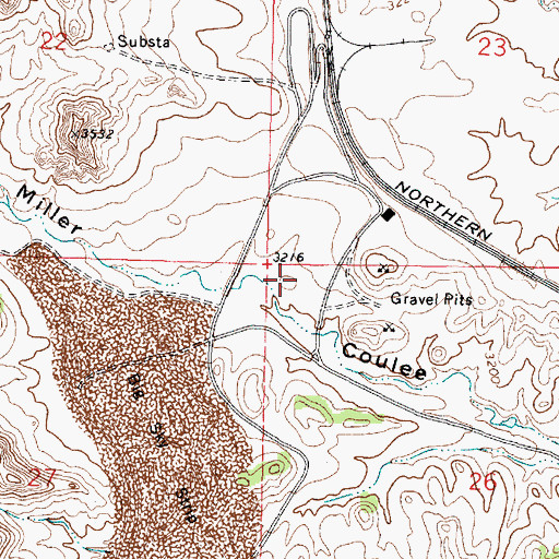 Topographic Map of 01N41E26BBBB01 Well, MT