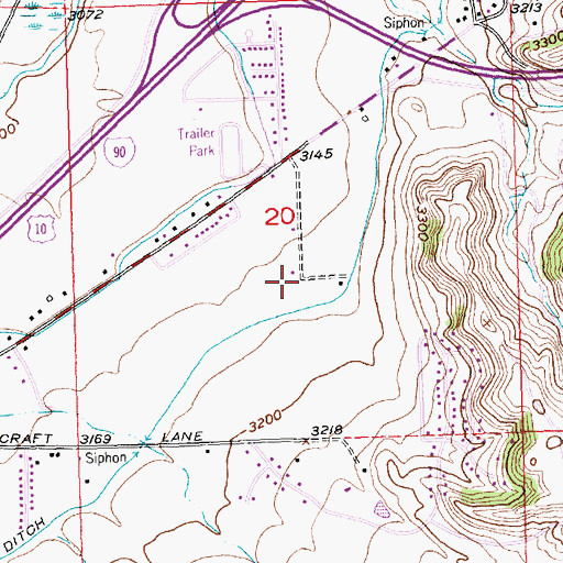 Topographic Map of 01N27E20CAAD01 Well, MT