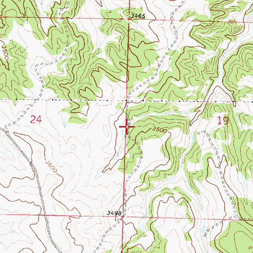 Topographic Map of 01N38E19CBBB01 Well, MT