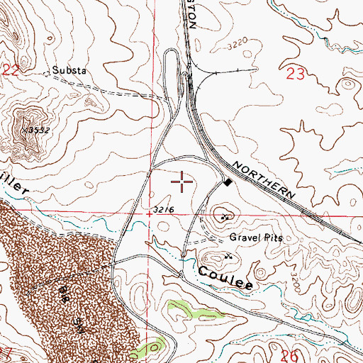 Topographic Map of 01N41E23CC__01 Well, MT