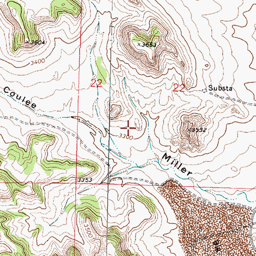Topographic Map of 01N41E22CACC01 Well, MT