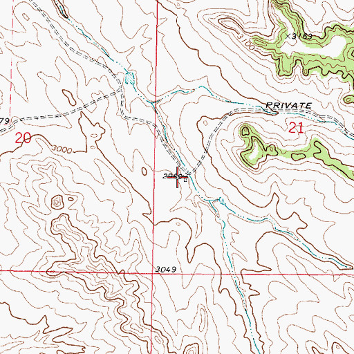 Topographic Map of 01N43E21CBCA01 Well, MT