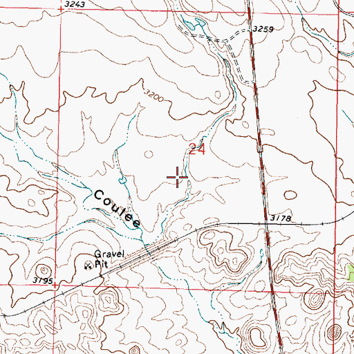 Topographic Map of 01N41E24CAAD01 Well, MT