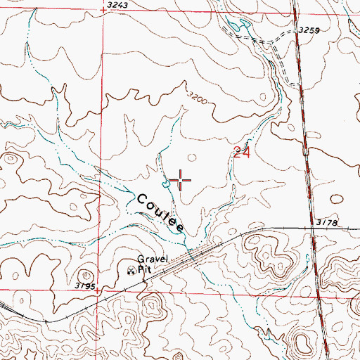 Topographic Map of 01N41E24CABC01 Well, MT