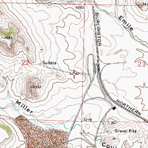 Topographic Map of 01N41E22DAA_01 Well, MT