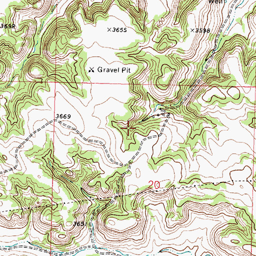 Topographic Map of 01N37E20BADC01 Spring, MT