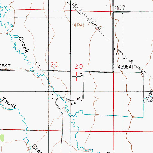 Topographic Map of 01N05E20DBAA01 Well, MT