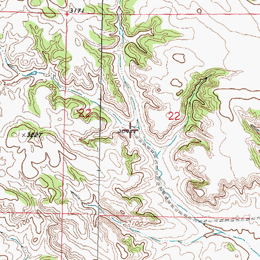 Topographic Map of 01N42E22CABD01 Well, MT