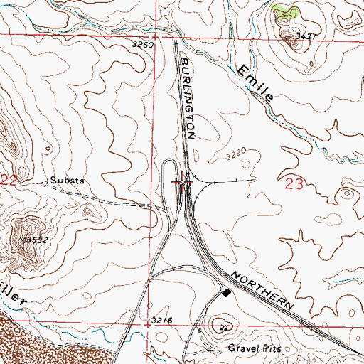 Topographic Map of 01N41E23CBAB01 Well, MT
