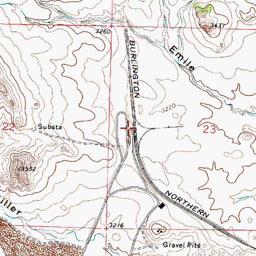Topographic Map of 01N41E23CBBA01 Well, MT