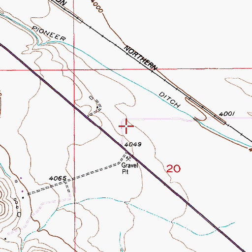 Topographic Map of 01N15E20B___01 Well, MT