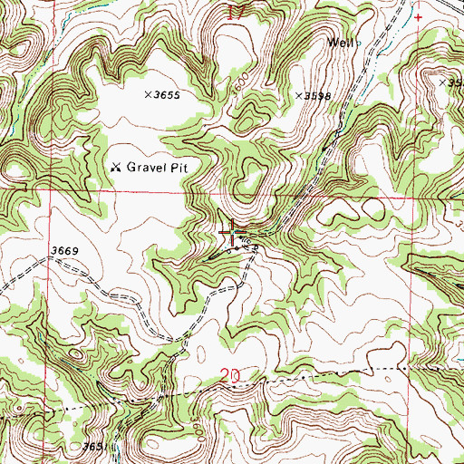 Topographic Map of 01N37E20ABCB01 Well, MT