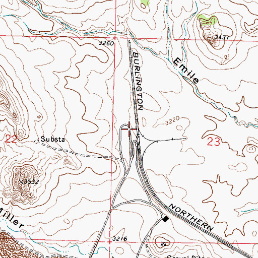 Topographic Map of 01N41E23BCDD01 Well, MT