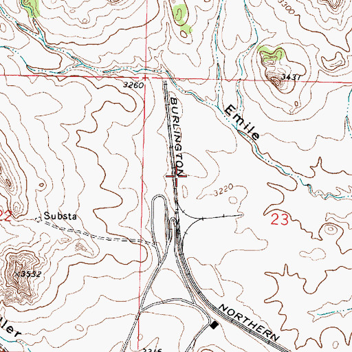 Topographic Map of 01N41E23BCDB01 Well, MT
